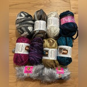 Lot of 10 Balls of Novelty Yarn Red Lion Boutique Sashay Lion Brand Fun Fur